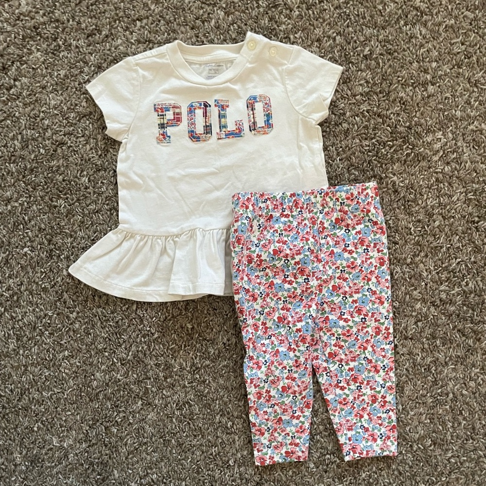 Ralph Lauren White POLO Tee with Matching Floral Pants